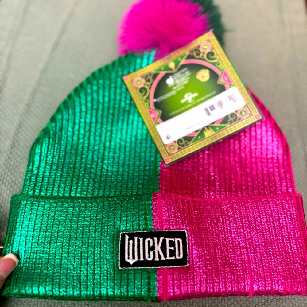 Wicked Two-Tone Green & Pink Kids Pom Beanie